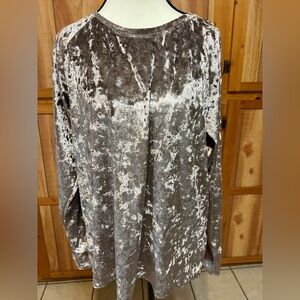 Crushed velvet champagne long sleeve top